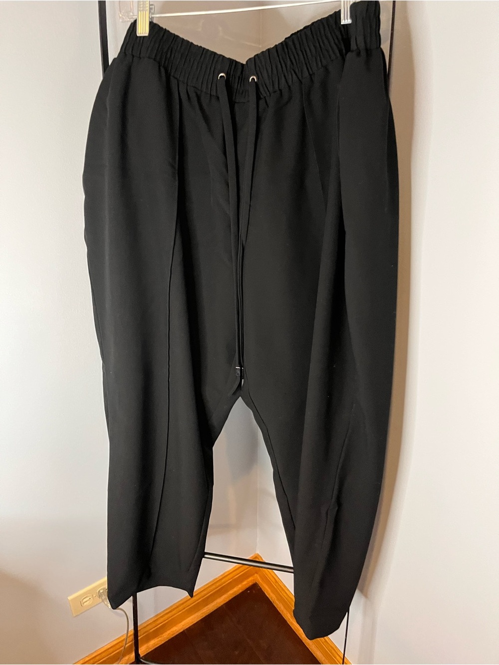 Lane Bryant Black Drawstring Tapered Trousers